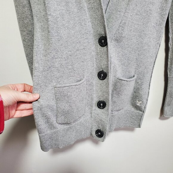 AMERICAN EAGLE Vintage Angora Rabbit Blend Cardigan Button Up Grey Women's Small - Picture 4 of 11